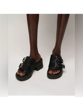 Bottega Veneta black flash bomber platform sandals